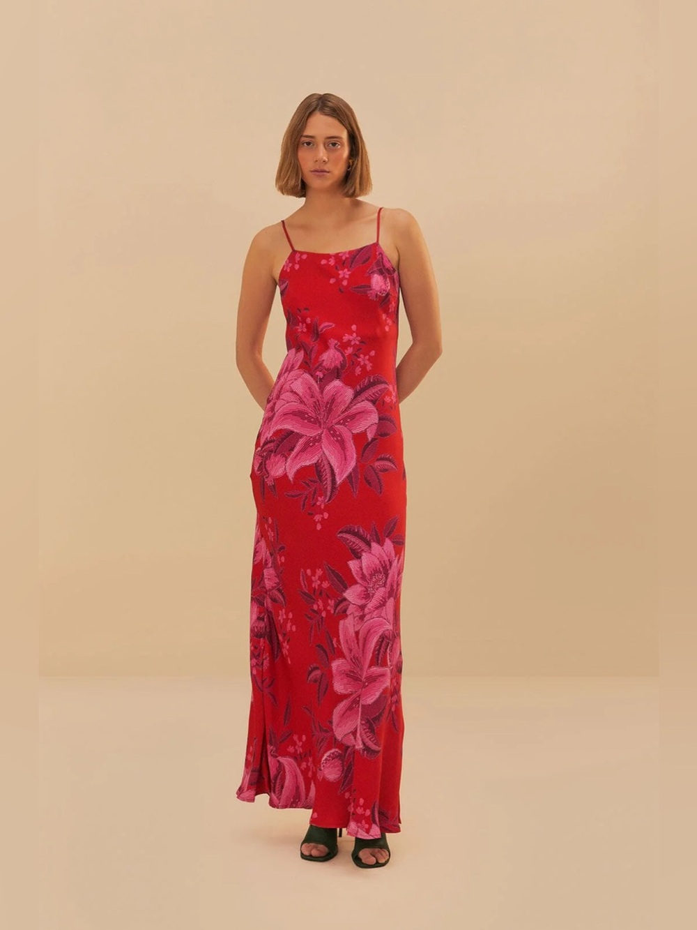 Farm Rio Summer Fruit‎ Maxi Slip Dress Floral Purple Red Small